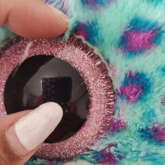 TySilk Beanie Boos Sydney for Claires Blue Spotted Leopard Cat Glitter Eye 16" - Picture 13 of 14